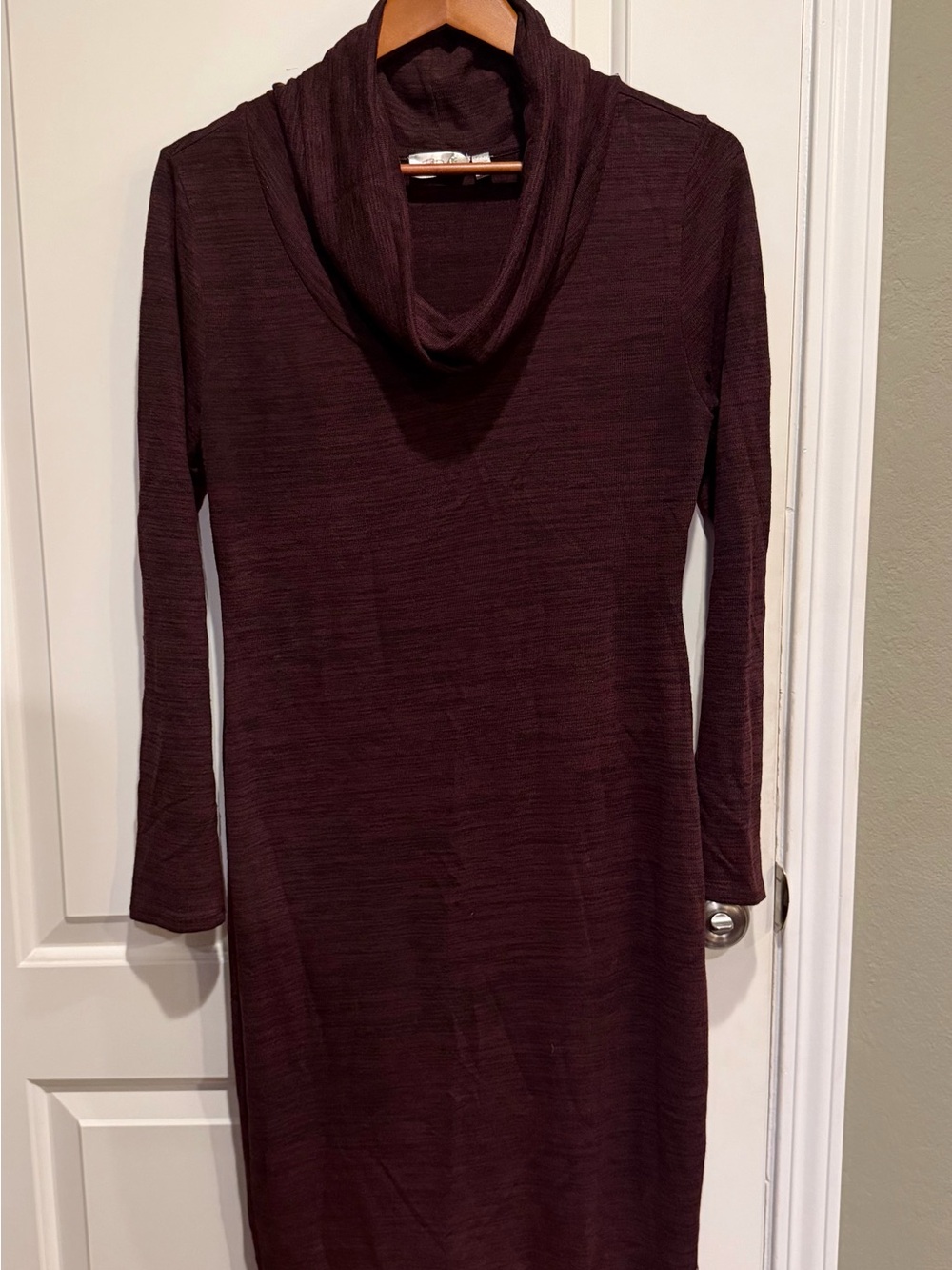 RD Style Long Sleeve Cowl Neck Dress in Plum